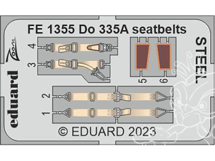EDUARD photodecoupe avion FE1355 Harnais métal Dornier Do 335A Tamiya 1/48