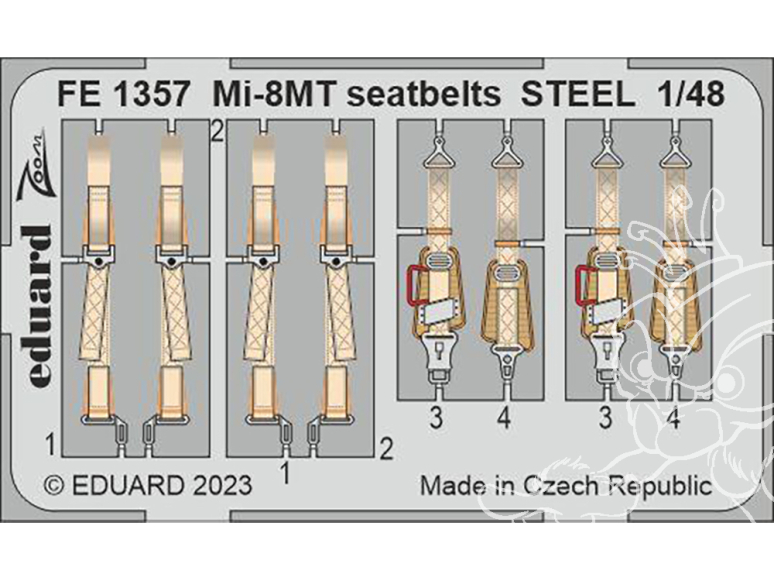 EDUARD photodecoupe hélicoptère FE1357 Harnais métal Mi-8MT Trumpeter 1/48