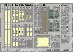 EDUARD photodecoupe avion 32564 Harnais Junkers Ju87 Stuka 1/32