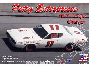 JR Models maquette voiture PEDC1971DA Petty Enterprises 1971 Dodge Charger n°11 1/25