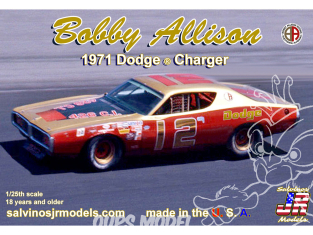 JR Models maquette voiture BADC1971D Bobby Allison 1971 Dodge Charger Flat Hood 1/25