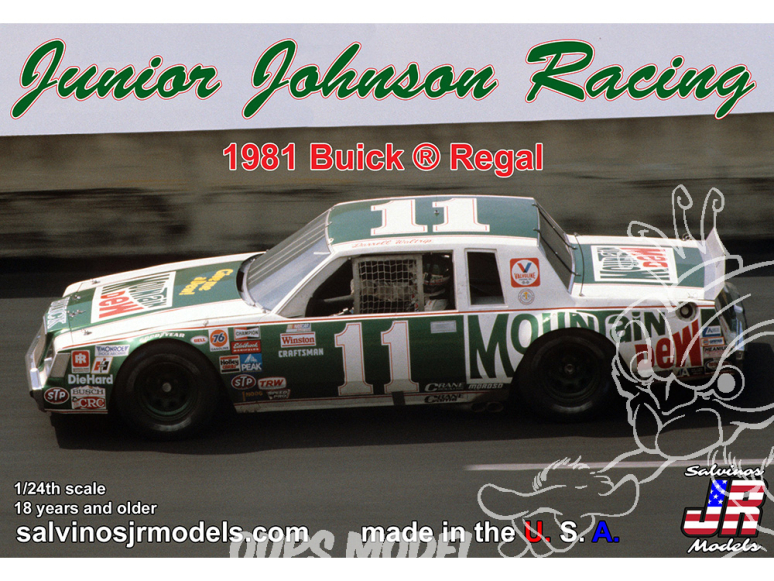 JR Models maquette voiture JJB1981D Junior Johnson Racing 1981 Buick Cup Champion pilote Darrell Waltrip 1/24