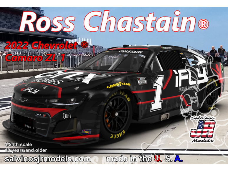 JR Models maquette voiture THC2022RCT Trackhouse Racing Ross Chastain 2022 NEXT GEN “iFly” Chevrolet Camaro 1/24