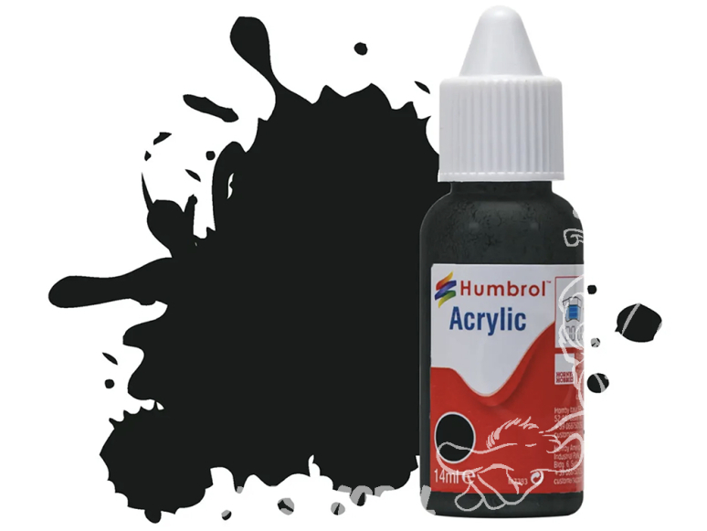 HUMBROL Peinture Acrylique 091 Noir Vert Mat Flacon compte-gouttes 14ml