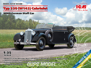 Icm maquette militaire 35540 Mercedes Type 320 (W142) Cabriolet Voiture d'état-major allemande WWII 1/35