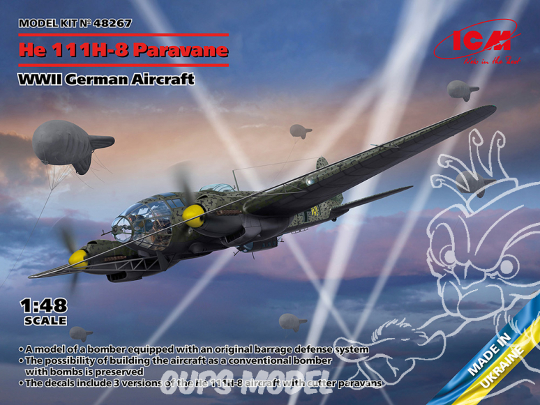 Icm maquette avion 48267 He 111H-8 Paravane Avions allemands de la Seconde Guerre mondiale 1/48