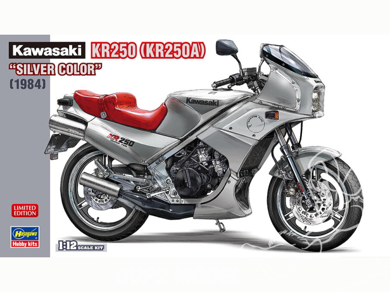 Hasegawa maquette moto 21747 Kawasaki KR250 (KR250A) "Couleur argent" 1/12
