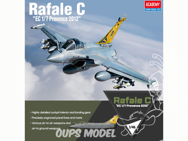 Academy maquette avion 12346 Rafale C EC 1/7 Provence 2012 1/48