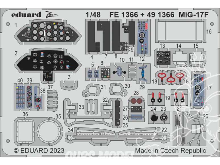 EDUARD photodecoupe avion 491366 Amélioration MiG-17F Ammo 1/48