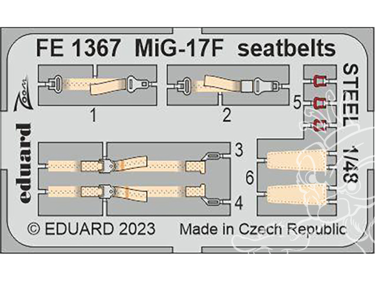EDUARD photodecoupe avion FE1367 Harnais métal MiG-17F Ammo 1/48