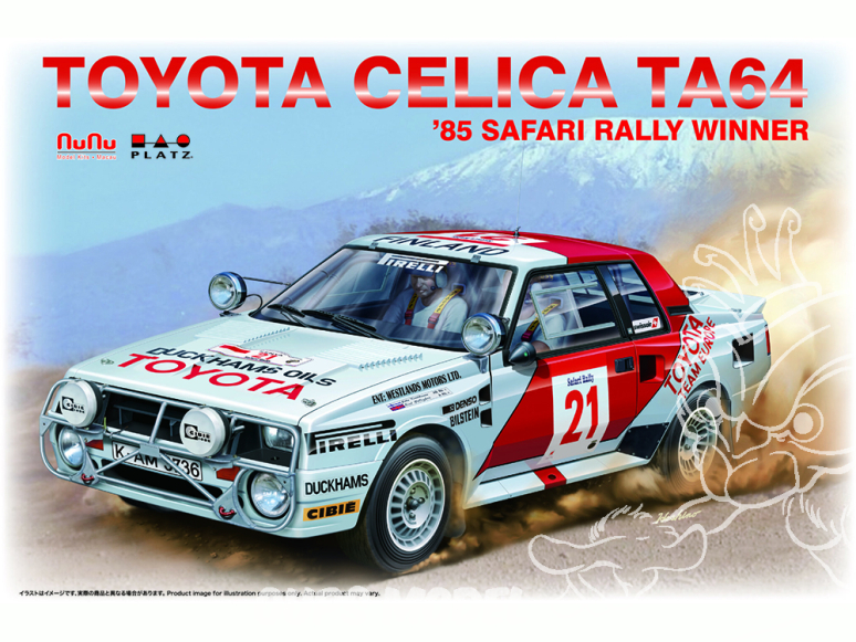 NuNu maquette voiture de Rallye PN240328 TOYOTA CELICA TA64 1985 VAINQUEUR DU RALLYE SAFARI ​ 1/24