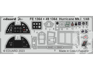 EDUARD photodecoupe avion 491364 Amélioration Hurricane Mk.I Hobby Boss 1/48