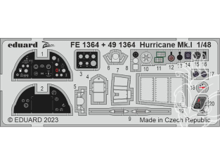EDUARD photodecoupe avion FE1364 Zoom amélioration Hurricane Mk.I Hobby Boss 1/48