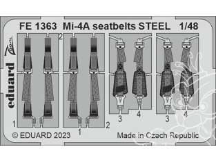 EDUARD photodecoupe hélicoptère FE1363 Harnais métal Mi-4A Trumpeter 1/48