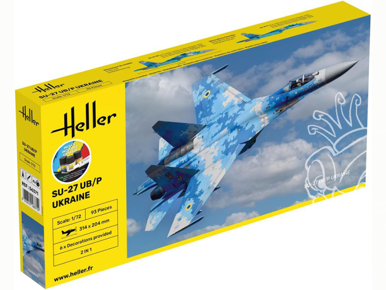 Heller maquette avion 56371 STARTER KIT SU-27 UB/P Ukraine inclus peintures principale colle et pinceau 1/72