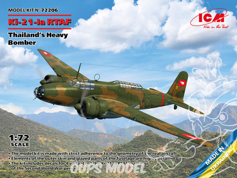 Icm maquette avion 72206 Mitsubishi Ki-21-Ia RTAF Le bombardier lourd thaïlandais 1/72