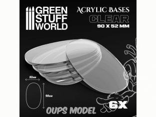 Green Stuff 511573 Socles Acryliques OVALES 90x52mm Transparent