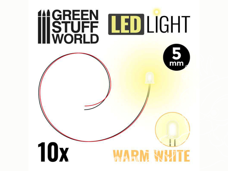 Green Stuff 511863 Lumières LED 5mm Blanche Chaude