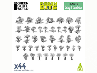 Green Stuff 511191 Set imprimé en 3D Pâquerette et pissenlit 1/48