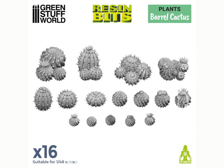 Green Stuff 511146 Set imprimé en 3D Barrel Cactus 1/48