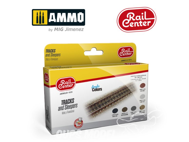 MIG peinture Rail Center R-1015 Set peintures Rails et traverses 6 x 15ml