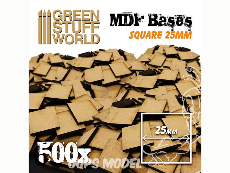 Green Stuff 502571 Socles CARRÉS 25 mm en MDF (Pack x500)