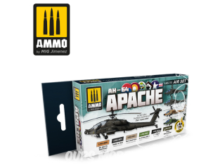 MIG peinture 7253 Set peintures AH-64 Apache 6 x 17ml