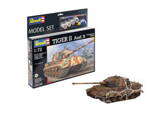 Revell maquette militaire 63129 Model Set Tiger II Ausf. B inclus peintures principale colle et pinceau 1/72