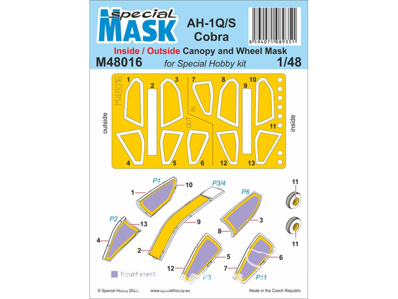 Special Hobby Masque hélico M48016 AH-1Q/S Cobra intérieur et extérieur kit Special Hobby 1/48