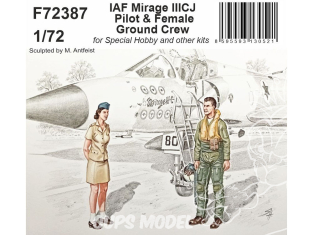 Cmk figurine F72387 Pilote IAF Mirage IIICJ et équipage au sol féminin pour Spécial Hobby et autres kits 1/72