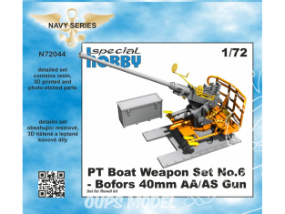 Cmk kit d'amelioration N72044 PT Boat Weapon Set No.6 - Bofors 40mm AA/AS Gun pour kit revell 1/72