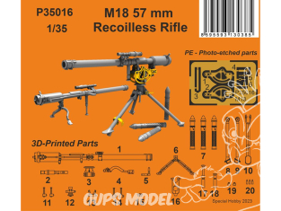 Special Hobby 3D Print militaire P35016 Fusil sans recul M18 57 mm 1/35