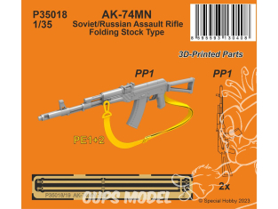 Special Hobby 3D Print militaire P35018 AK-74MN Fusil d'assaut soviétique/russe / Crosse pliante Type 2 pièces 1/35