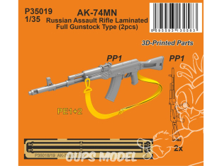 Special Hobby 3D Print militaire P35019 Fusil d'assaut soviétique/russe AK-74MN / Type de crosse complète laminé 1/35