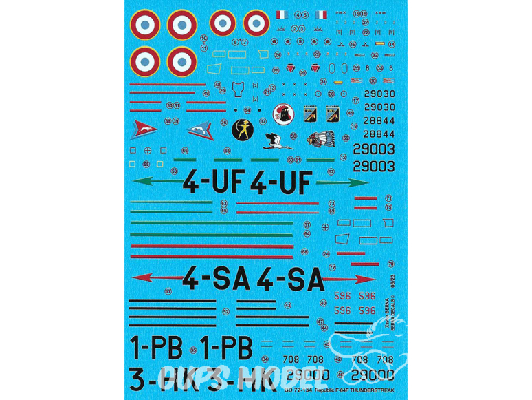 BERNA DECALS BD72-134 Republic F-84F Thunderstreak Français 1/72