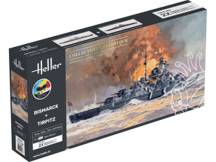 Heller maquette bateau 55078 STARTER KIT Bismarck et Tirpitz TWINSET inclus peintures principale colle et pinceau 1/400