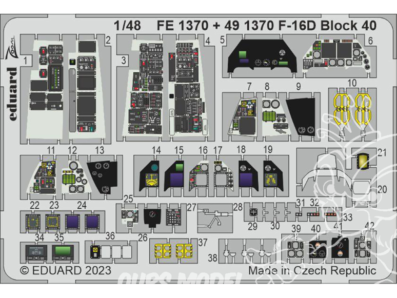 EDUARD photodecoupe avion 491370 Amélioration F-16D Block 40 Kinetic 1/48