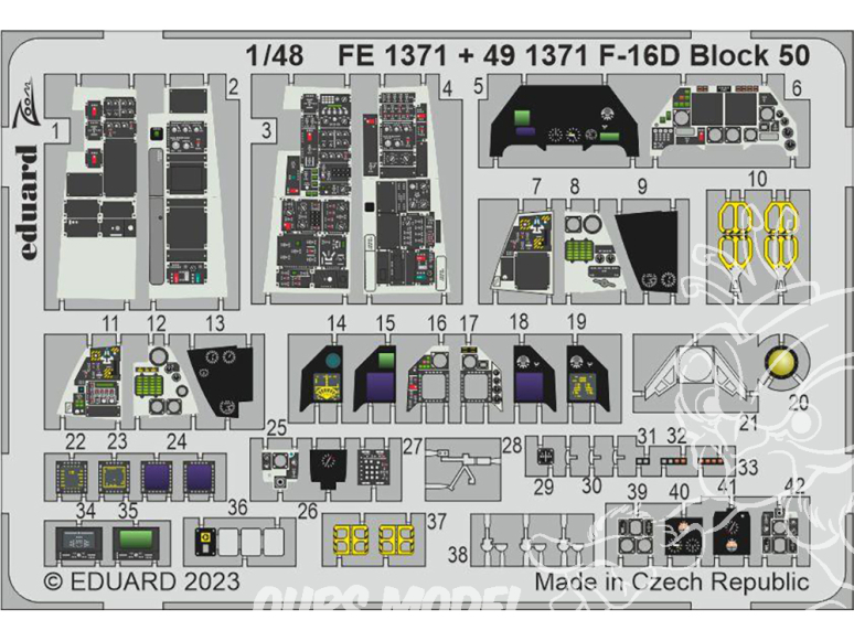 EDUARD photodecoupe avion FE1371 Zoom Amélioration F-16D Block 50 Kinetic 1/48