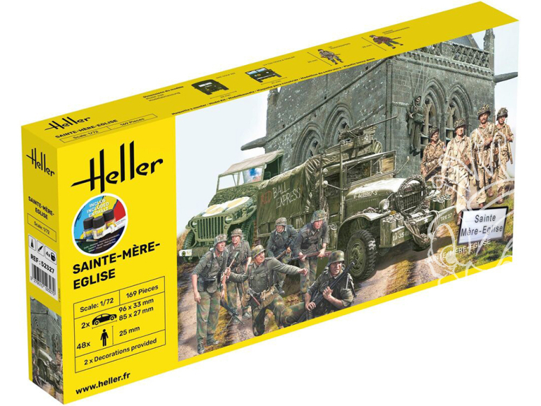 Heller maquette militaire 52327 STARTER KIT Sainte-Mère-Eglise inclus peintures principale colle et pinceau 1/72