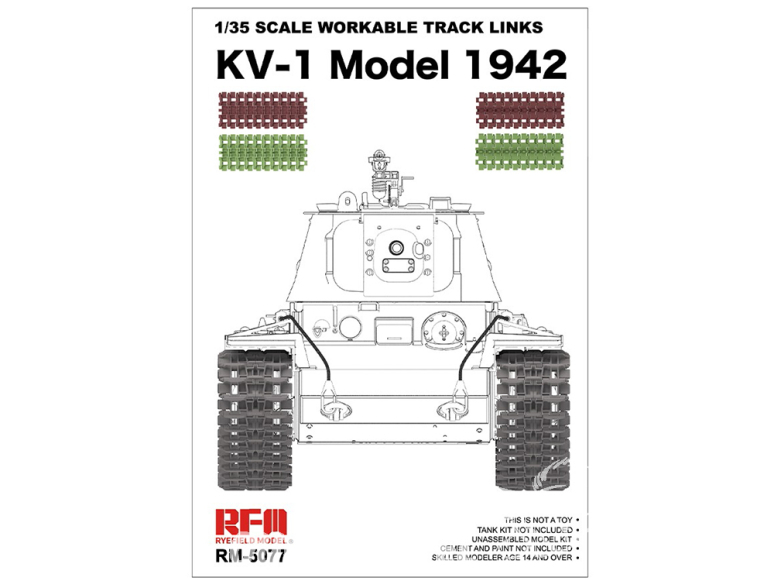 Rye Field Model maquette militaire 5077 Chenilles maillon par maillon KV-1 Modèle 1942 1/35