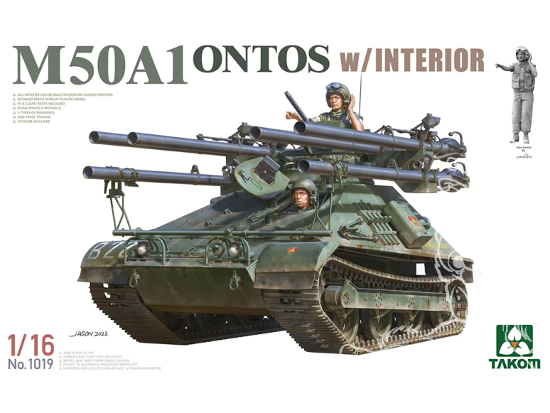 Takom maquette militaire 1019 M50A1 Ontos avec intérieur 1/16