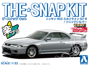 Aoshima maquette voiture 64573 Nissan Skyline GT-R R33 Sonic silver SNAP KIT 1/32