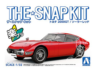 Aoshima maquette voiture 56288 Toyota 2000GT Solar red SNAP KIT 1/32