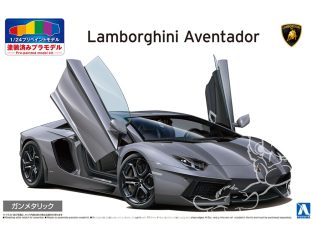 Aoshima maquette voiture 62029 Lamborghini Aventador 2011 Pré-peint Gun metallic 1/24