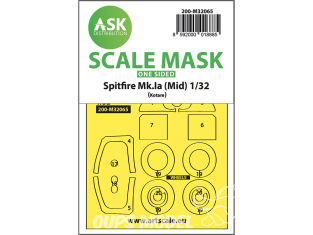 ASK Art Scale Kit Mask M32065 Spitfire Mk.Ia (Mid) Kotare Recto 1/32