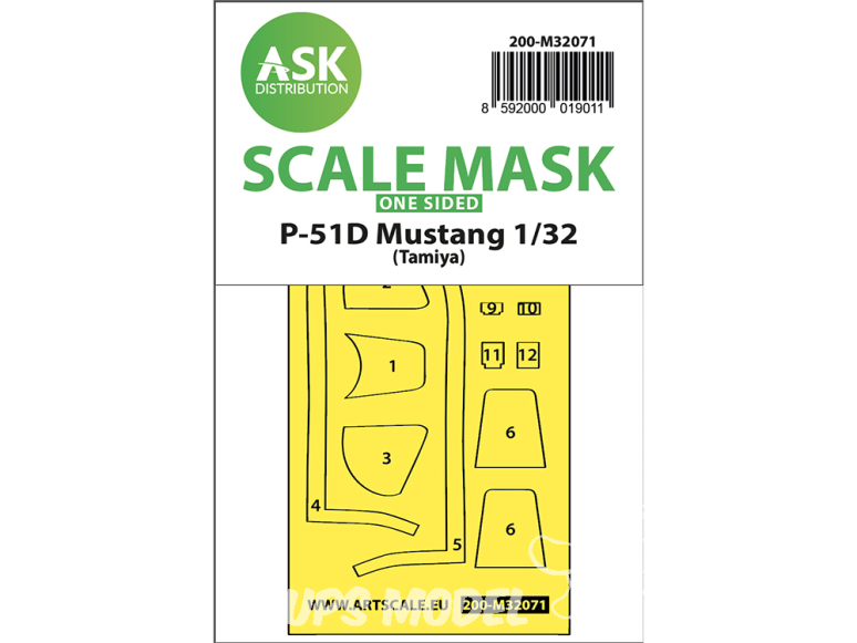 ASK Art Scale Kit Mask M32071 P-51D Mustang Tamiya Recto 1/32