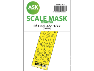 ASK Art Scale Kit Mask M72071 Messerschmitt Bf 109E-4/7 Tamiya Recto 1/72