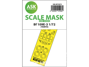 ASK Art Scale Kit Mask M72072 Messerschmitt Bf 109E-3 Tamiya Recto 1/72