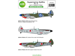 ASK Art Scale Kit Décalcomanies D48011 Supermarine Spitfire Mk.IX Partie 2 - Greece & Turkiye 1/48