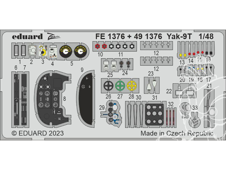 EDUARD photodecoupe avion 491376 Amélioration Yak-9T Zvezda 1/48